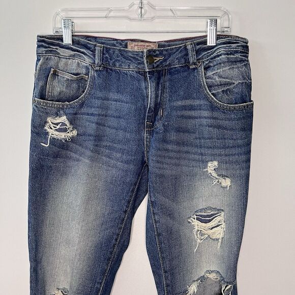 Zara D1975 Straight Leg Jeans Women's  Distressed Ankle Length Size 4 Relaxed - Picture 2 of 9
